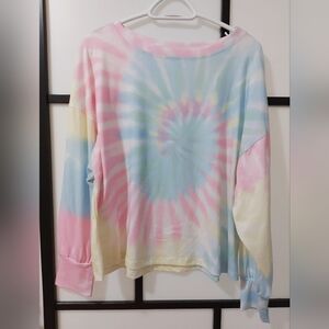 *FREE* with purchace Pastel tie-dye sweater. yellow blue pink long sleeve top